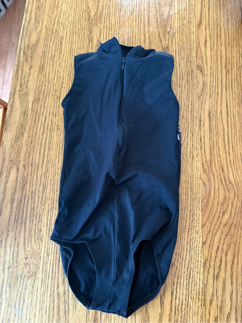 Youth Black Dance Leotard Bodysuit with Front Zip